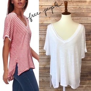 Free People Take Me Short-Sleeve White T-Shirt M